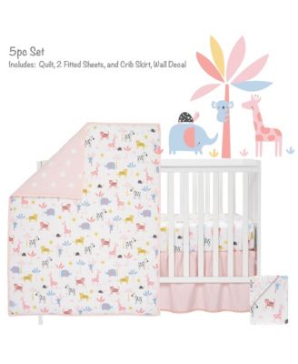 Snuggle Jungle Pastel Safari Cotton Jersey 5-Piece Crib Bedding Set