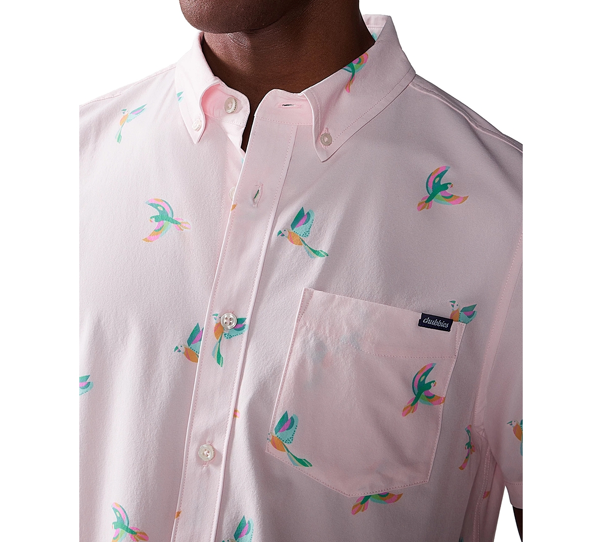 Shop Chubbies Men's Parrot Party Short Sleeve Button-down Performance Shirt In Light,past