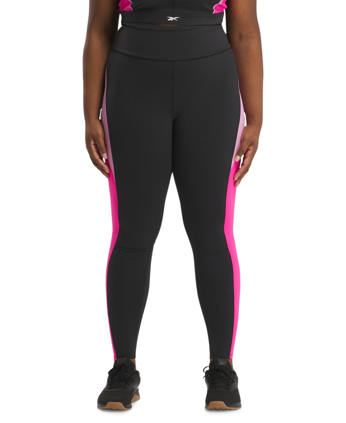 Plus Size Colorblocked Lux High Rise Leggings - Black/ Pink