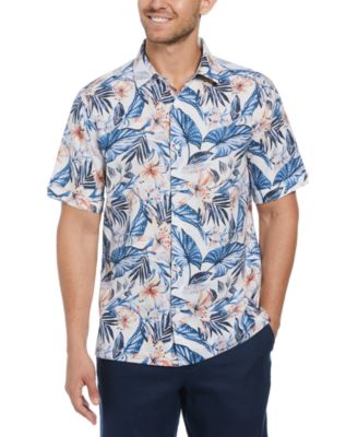 Cubavera Men's Tropical Floral-Print Linen Blend Shirt - Macy's