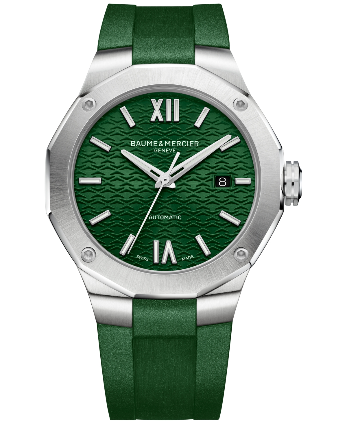 Shop Baume & Mercier Men's Swiss Automatic Riviera Green Rubber Strap Watch 42mm In No Color