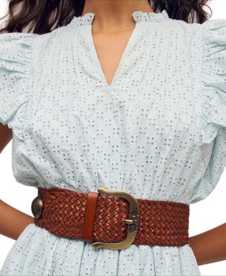 Women's Western Leather Braided Concho Belt