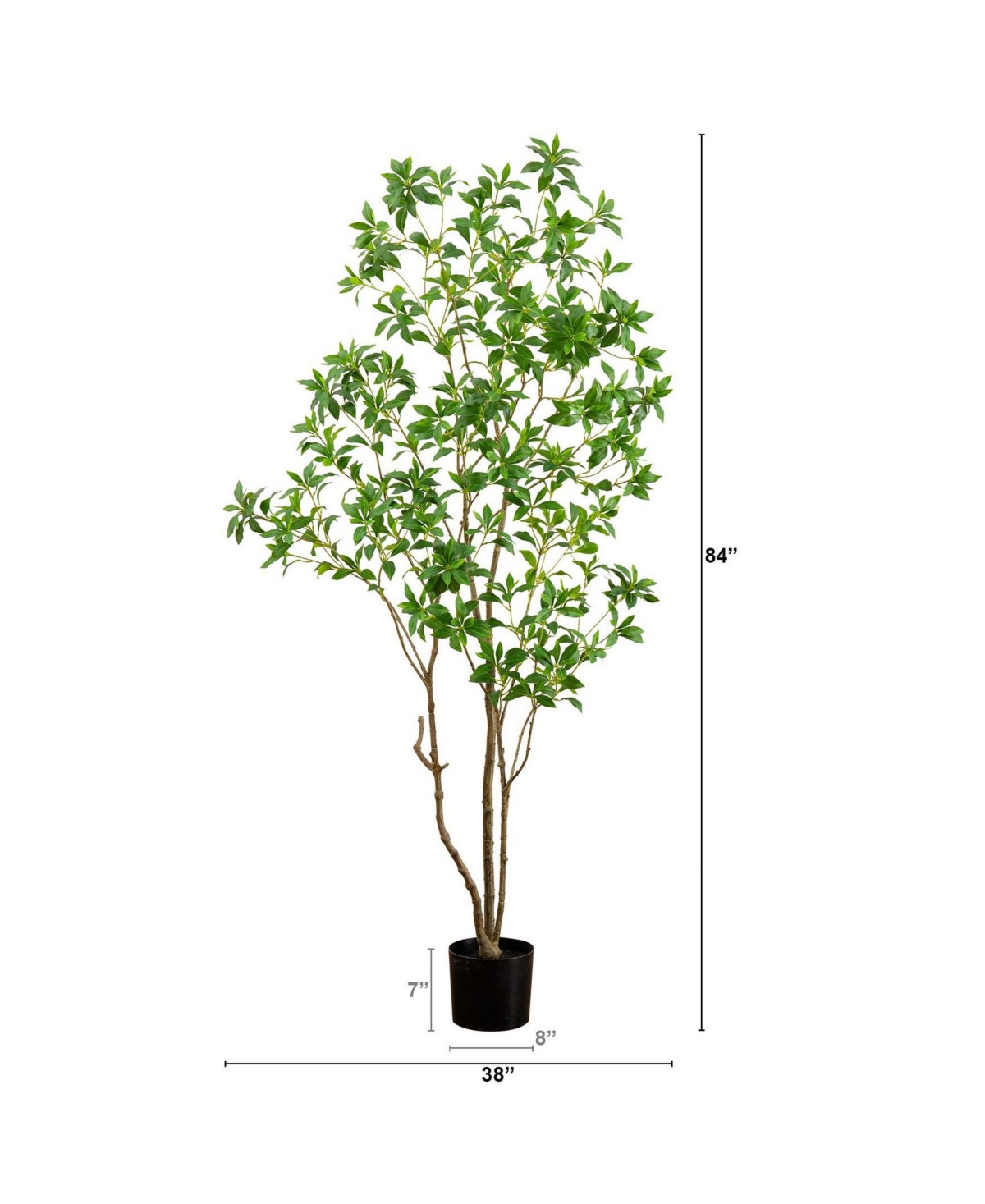 Nearly Natural 7ft. Artificial Minimalist Japanese Pieris Tree With Real Touch Leaves In Green