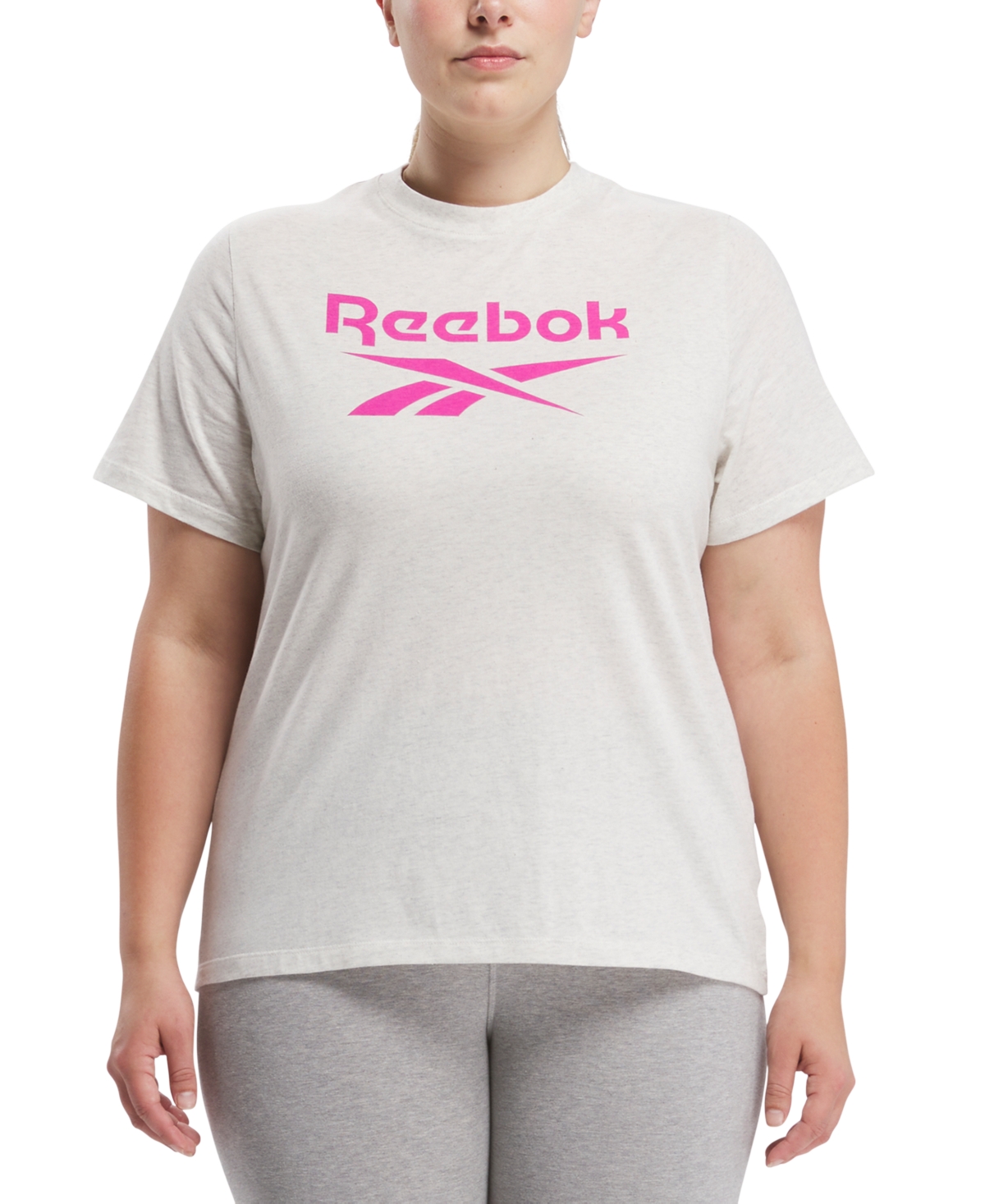 Shop Reebok Plus Size Short Sleeve Logo Graphic T-shirt In Chamel