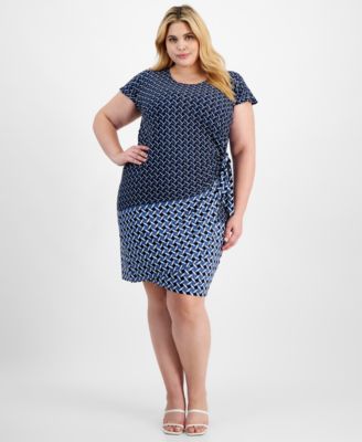 Robbie Bee - Plus Size Border-Print Sarong Dress