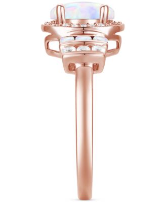 Lab-Grown Emerald (1-1/6 ct. t.w.) & Lab-Grown White Sapphire (1/4 ct. t.w.) Oval Halo Ring in 14k Gold-Plated Sterling Silver (Also in Additional Gemstones)