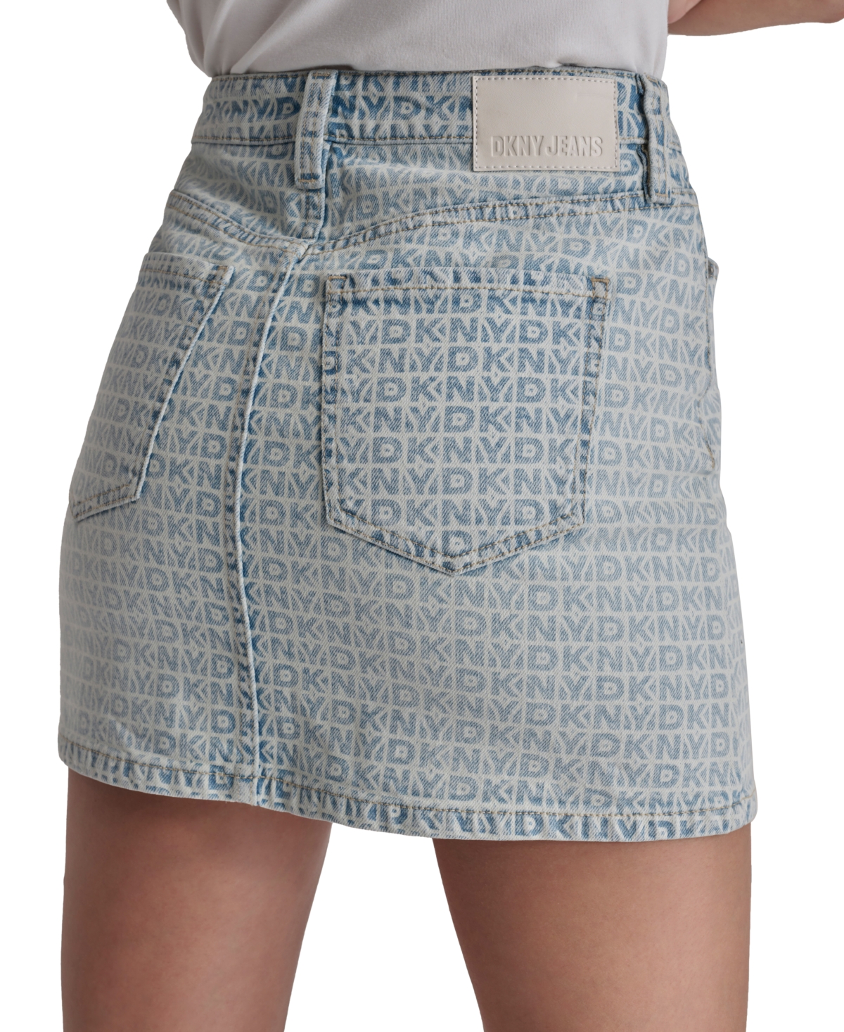 DKNY JEANS WOMEN'S PRINTED HIGH-RISE DENIM MINISKIRT 