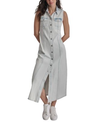 dkny denim dress DKNY Women's Denim Button-Front Shirt Dress in Cooper