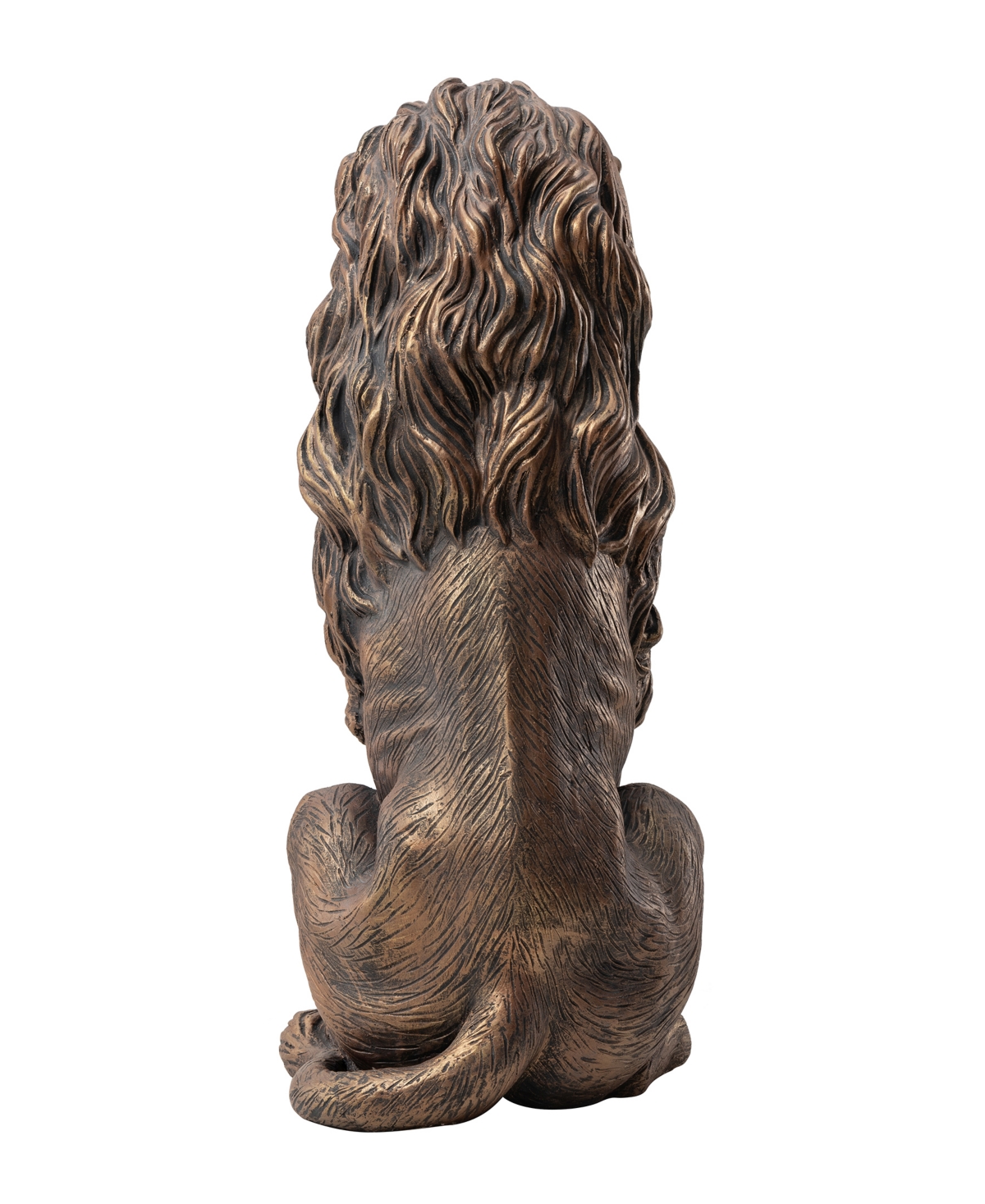 Glitzhome Oversized Bronze Sitting Lion Garden Statue In Bronze