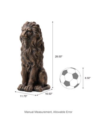Set of 2 Oversized Bronze Sitting Lion Garden Statue