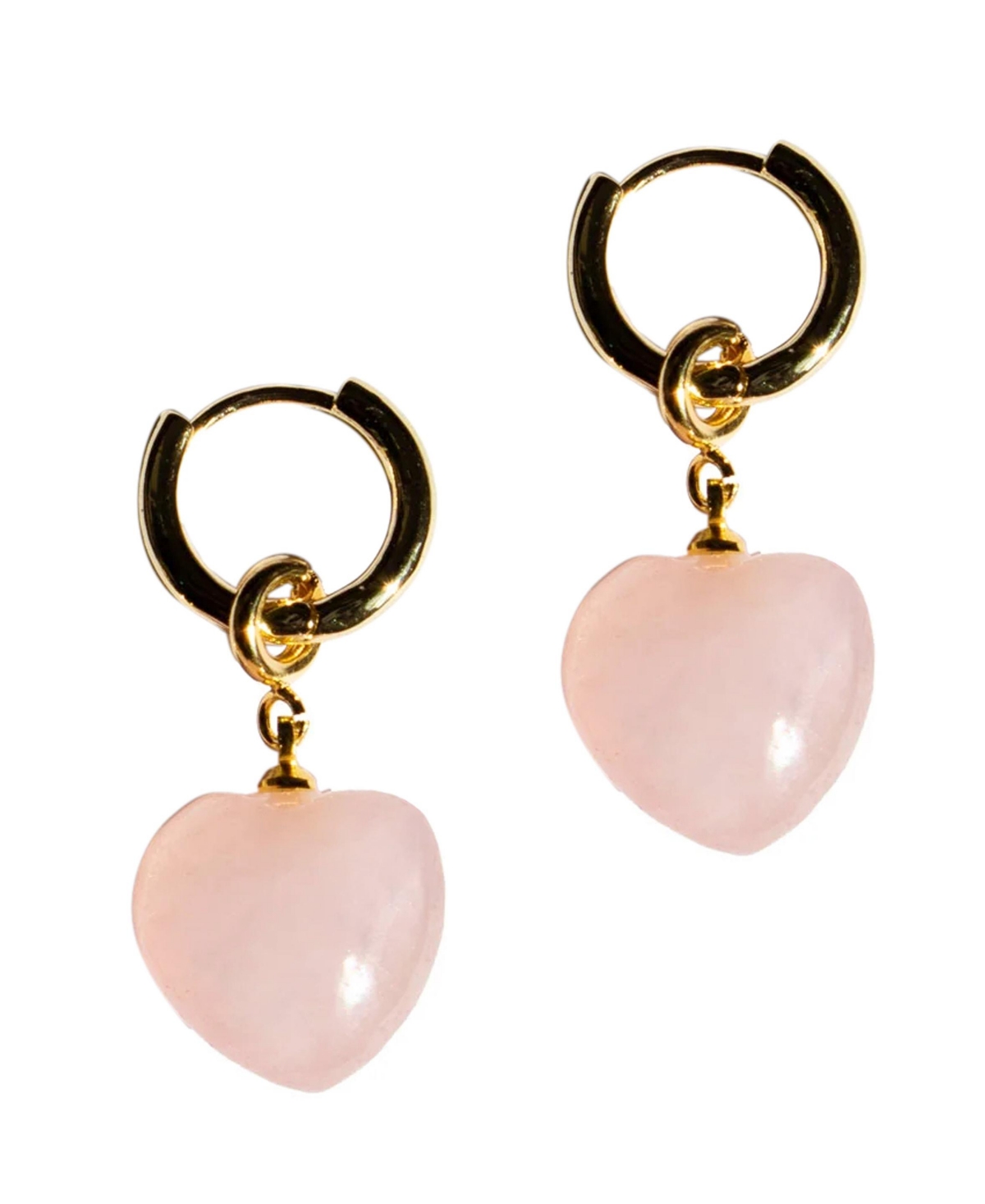 Heart - Jade stone charm earrings - Pink