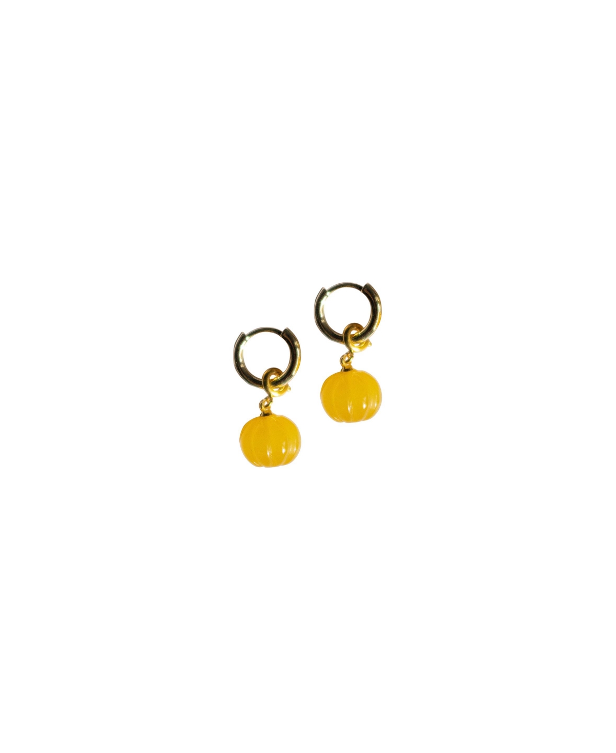 Harvest - Pumpkin Jade stone charm earrings - Yellow