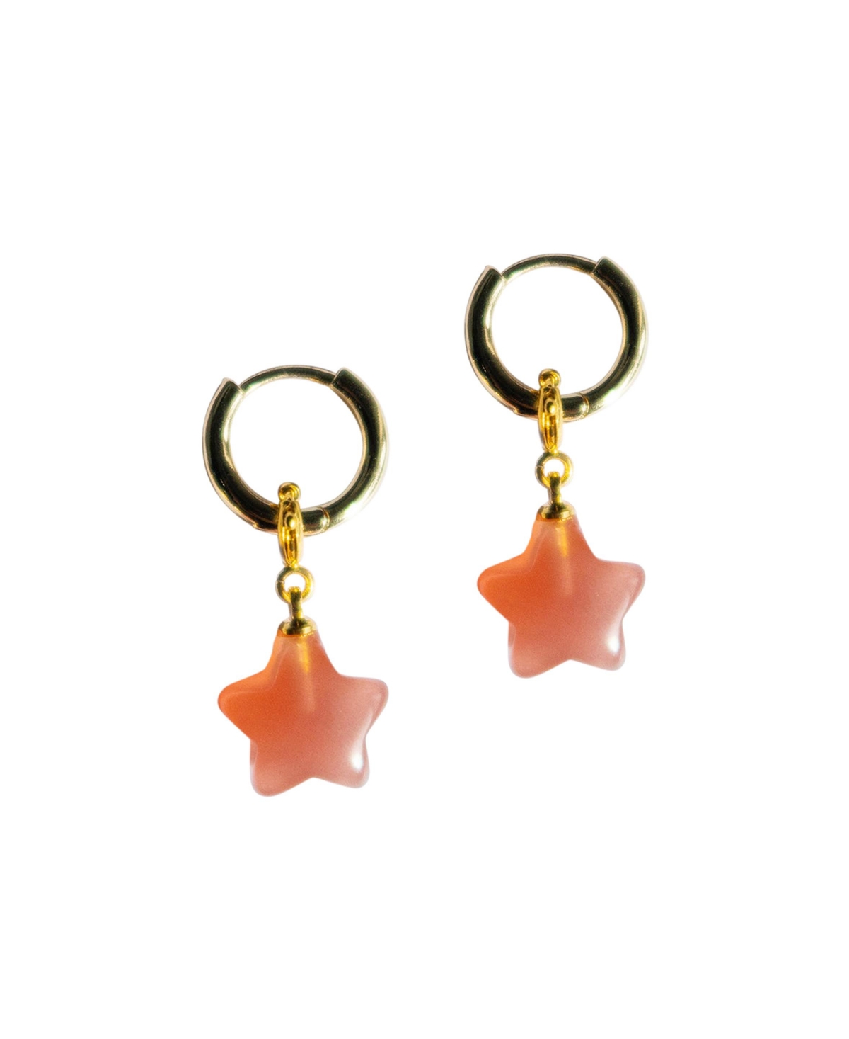 Harvest - Star Pink Jade stone charm earrings - Pink