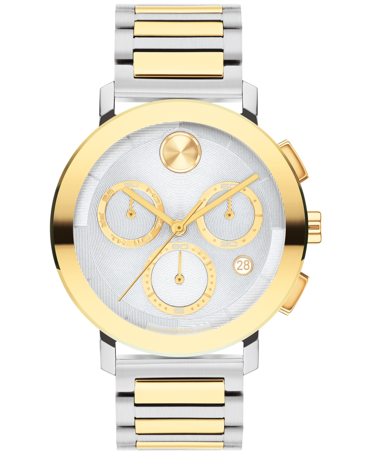 Shop Movado Men's Swiss Chronograph Bold Evolution 2.0 Stainless Steel Bracelet Watch 42mm In Two-tone