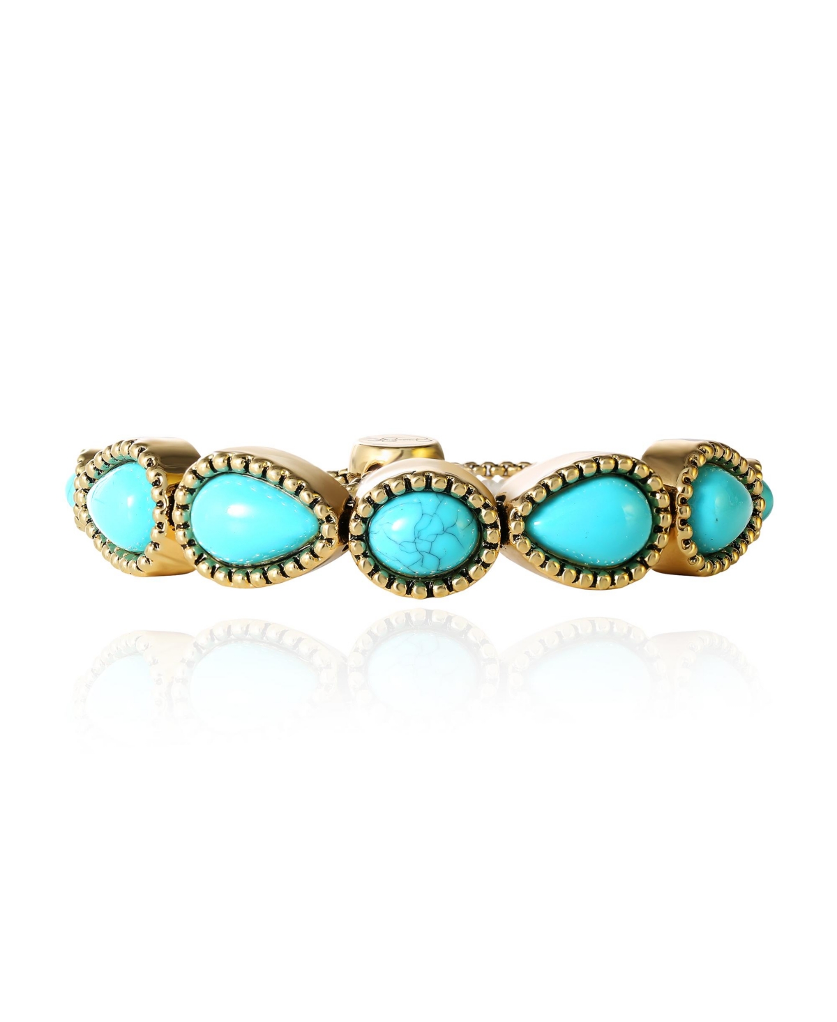 Jessica Simpson Womens Turquoise Stone Slider Bracelet - OxidizedTone or Silver-Tone Lariat Bracelet with Turquoise Accents - Gold