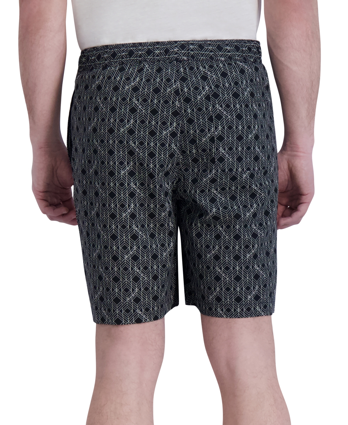 Karl Lagerfeld Paris Men's Woven Geometric Shorts, Created for Macy's -wht