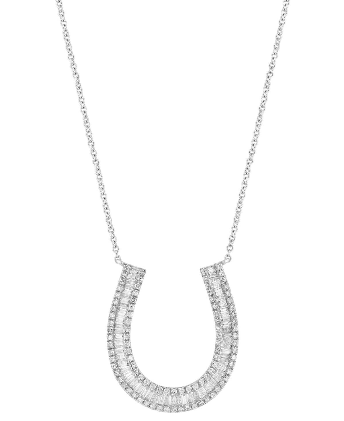 Effy Collection Effy Diamond Horseshoe 18" Pendant Necklace (5/8 Ct. T.w.) In 14k White Gold In White Gold