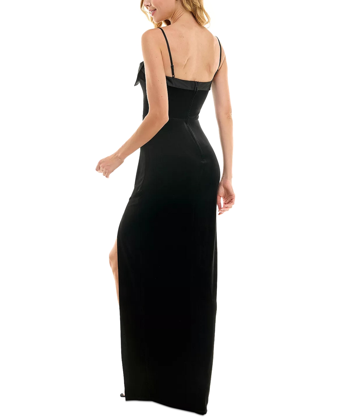 Shop City Studios Juniors' Bow-trim Gown In Black