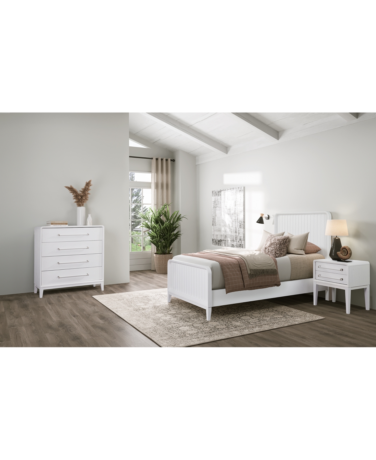 Shop Macy's Assemblage 3pc Bedroom Set (full Bed, Small Chest & Nightstand) In White