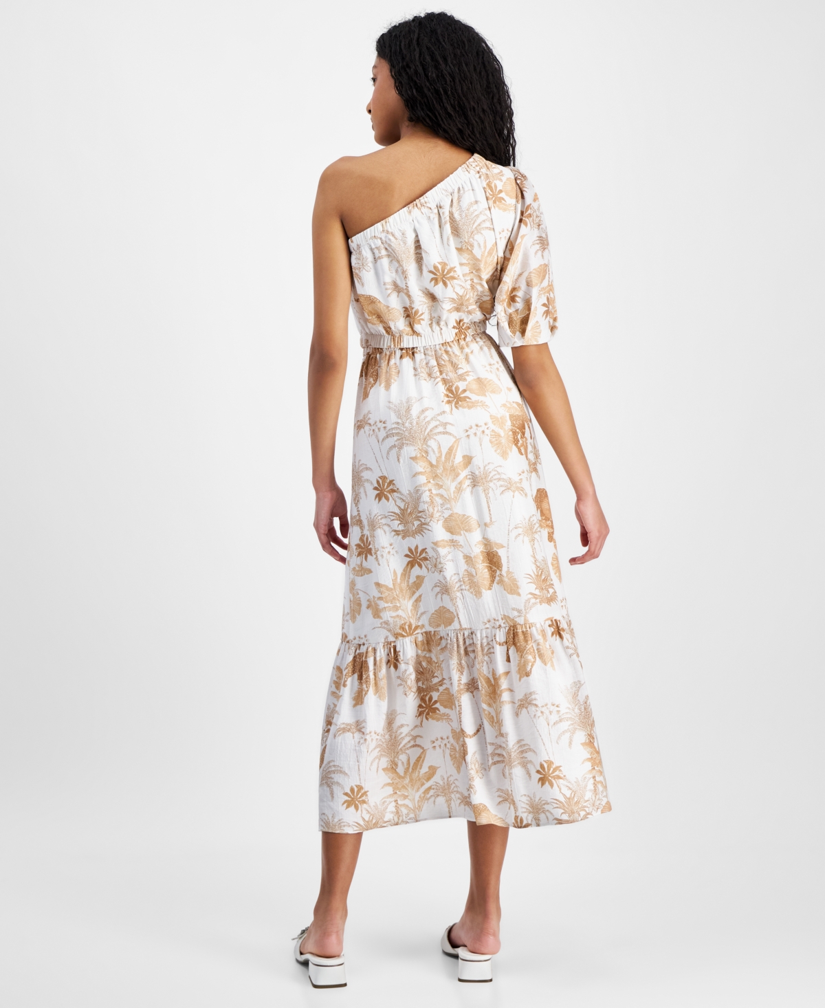 Shop Anne Klein Women's Printed One-shoulder Top & Maxi Skirt 2-pc. Set In Egret,dese