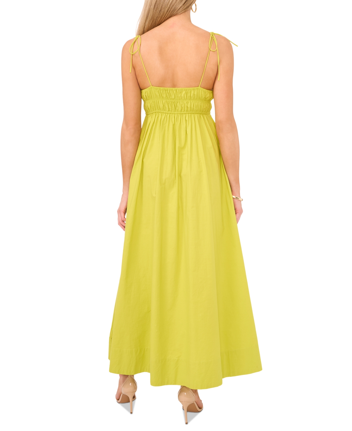 Shop 1.state Women's Cotton Tie-strap Maxi Dress In Green,teal