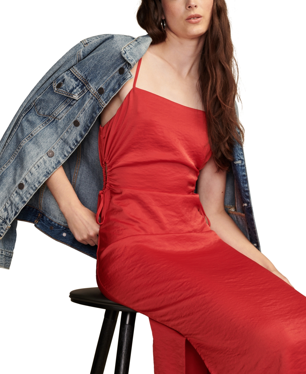 Shop Lucky Brand Women's Cutout Apron-neck Midi Dress In Tango Red
