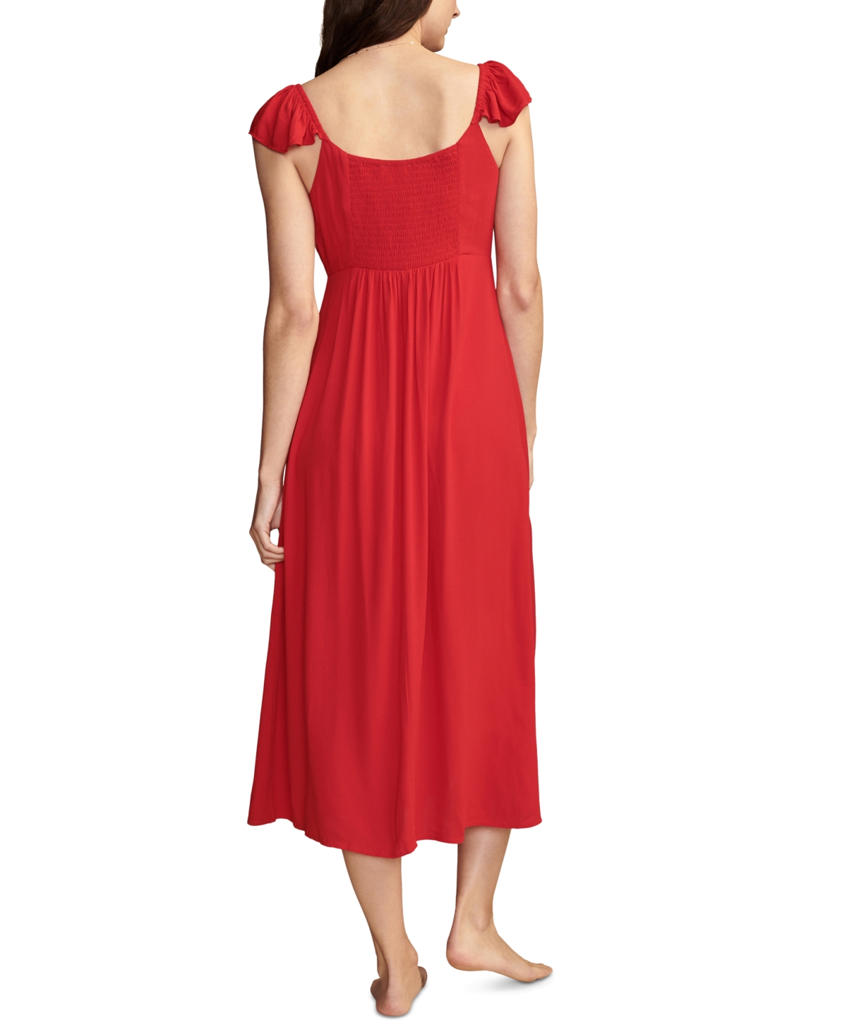 Shop Lucky Brand Women's Flutter-sleeve Midi House Dress In Red