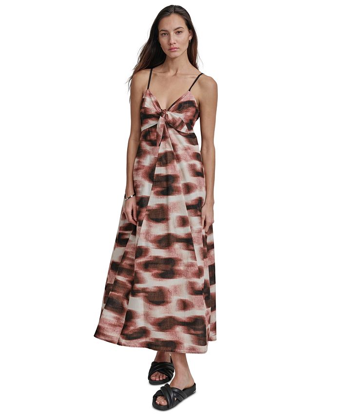 Cotton Voile Printed Front-Zip Dress - Dahlia main image 1