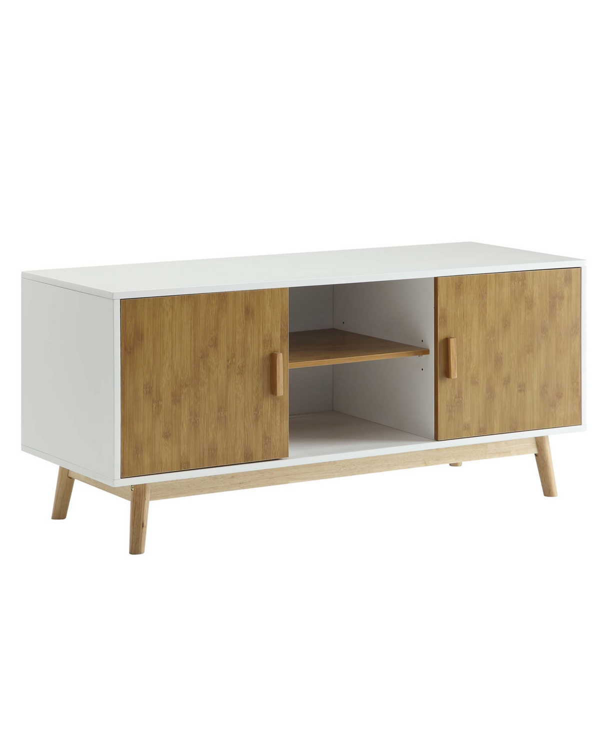 Convenience Concepts 47.25" Oslo Tv Stand With Storage Cabinets And Shelves In White