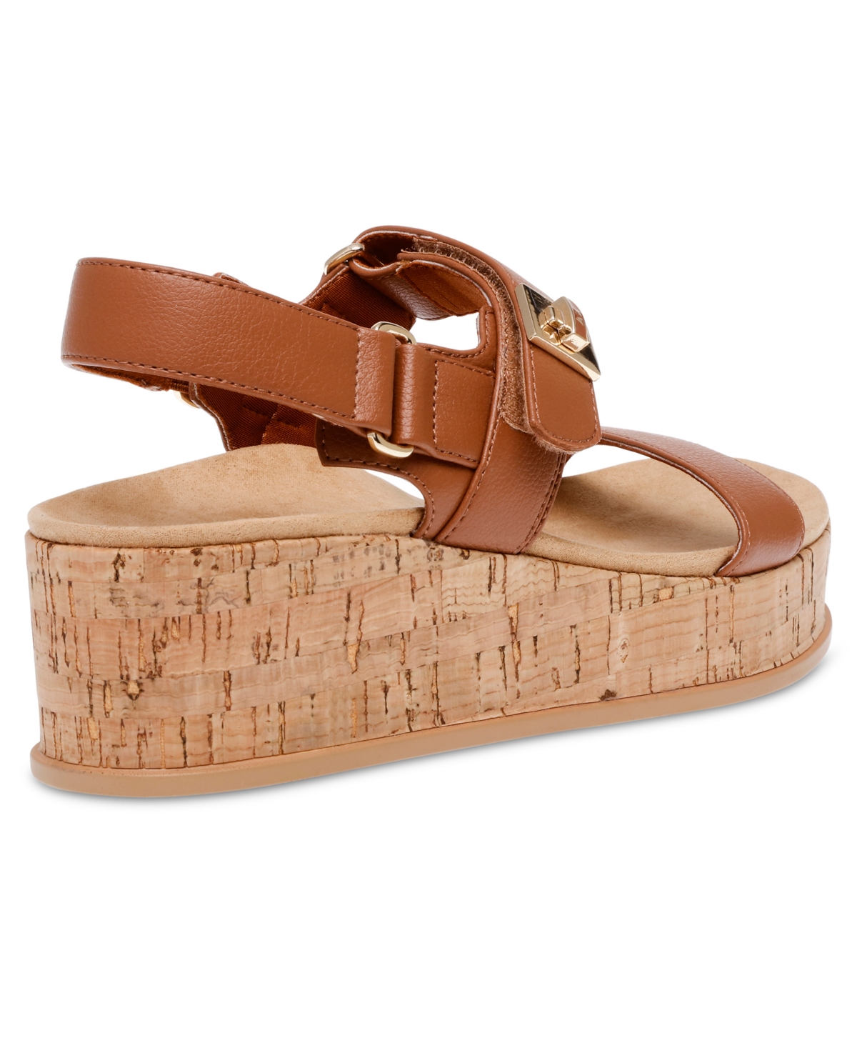 Anne Klein Verse Womens Woven Adjustable Platform Sandals In Cognac