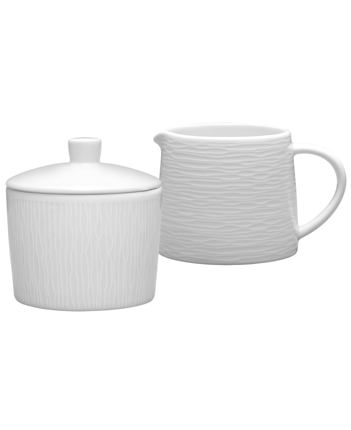 Noritake Colorscapes White-on-white Swirl Sugar And Creamer, Set Of 2 In White
