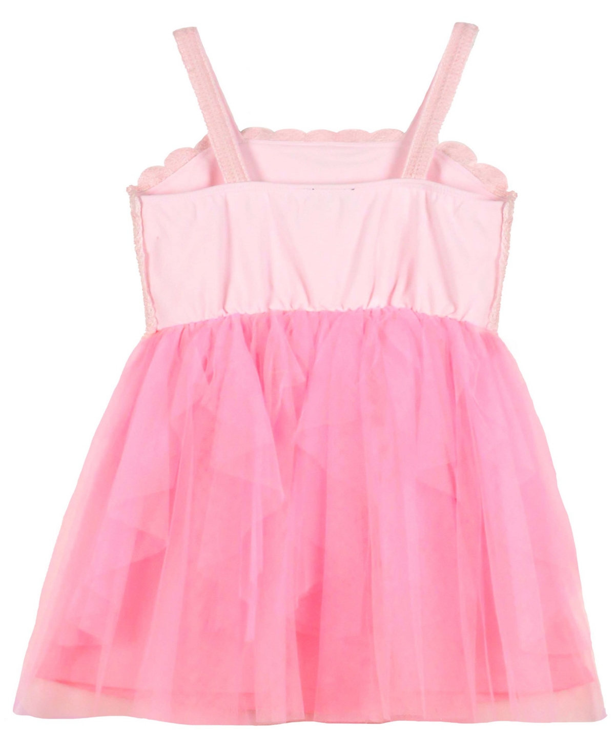 Violet Little Girls Sleeveless Butterfly Crochet Mesh Dress - Pink