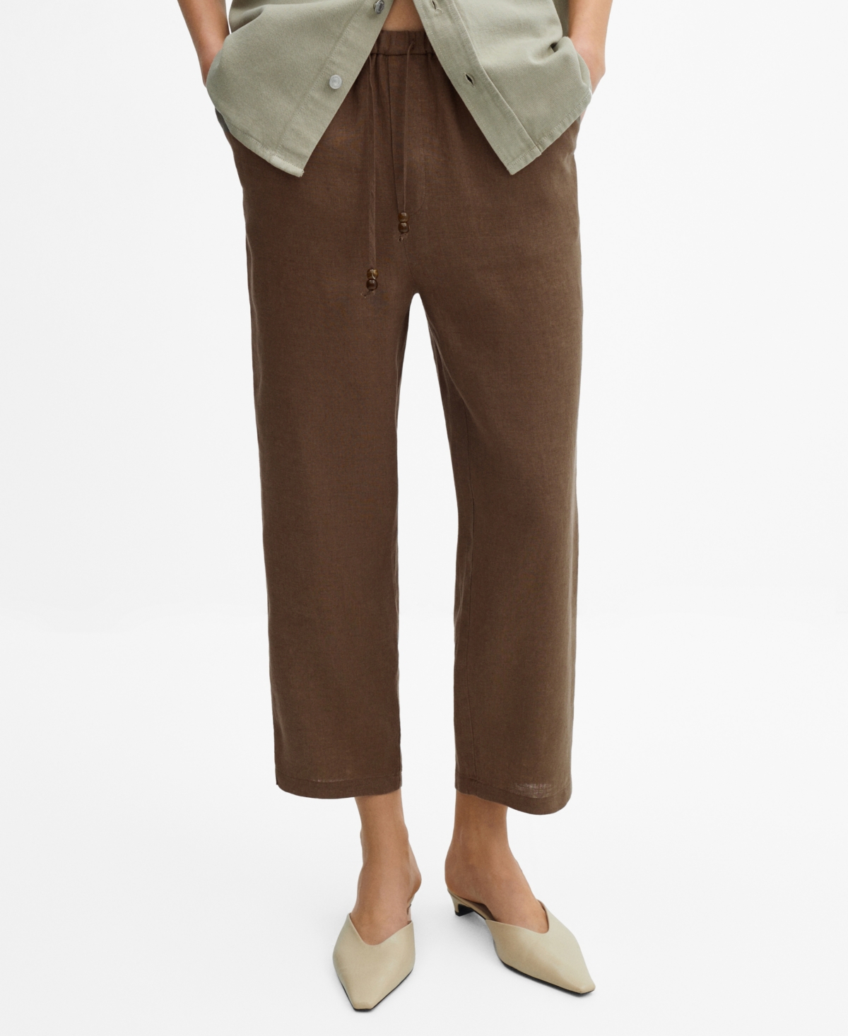 Mango Women's 100% Linen Pants In Medium Bro