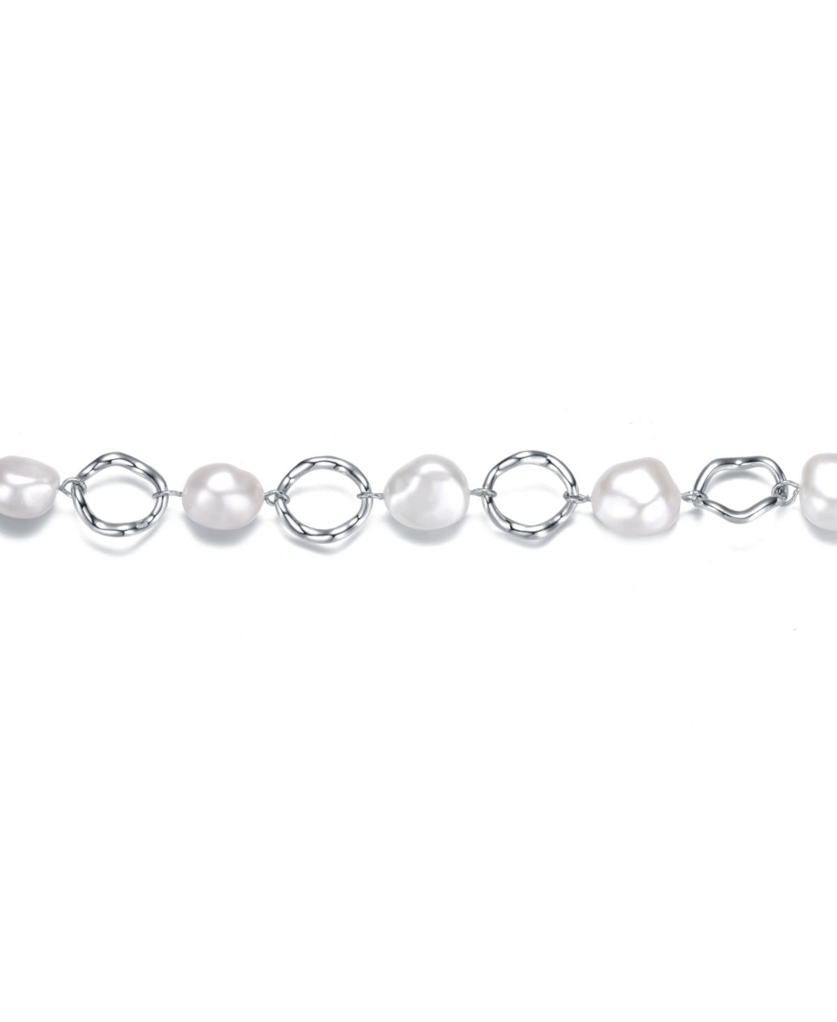 Genevive Sterling Silver 14K Gold Plated Genuine Freshwater Pearl Chain Bracelet Gold Smart Closet