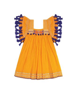 strawberry embroidered dress Serena Girl's Tassel Dress Poppy Embroidery – Mer St. Barth main image 1