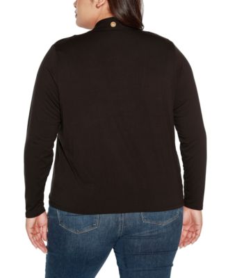 Plus Size Grommet Detail Cropped Knit Cardigan Sweater