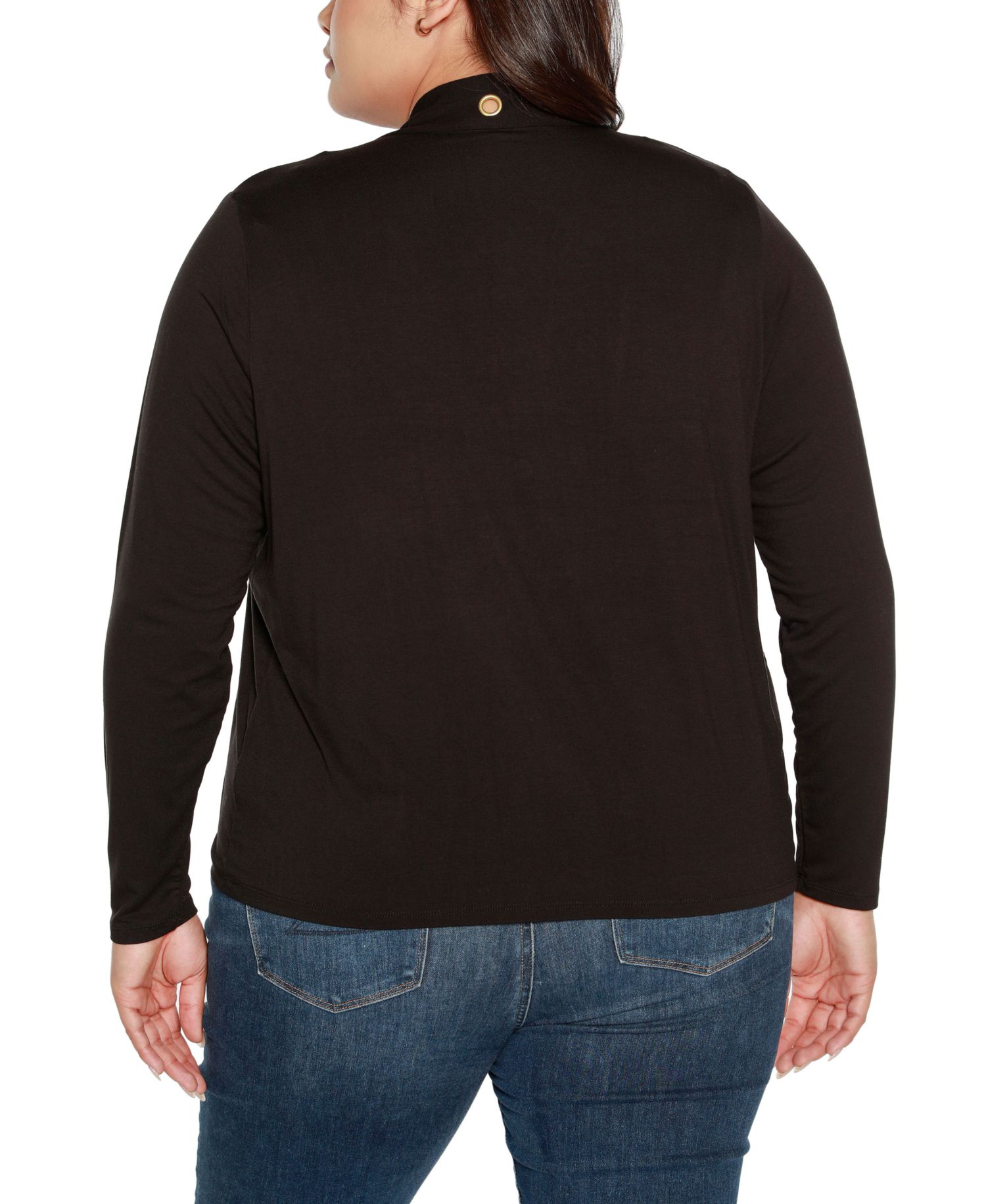 Plus Size Grommet Detail Cropped Knit Cardigan Sweater
