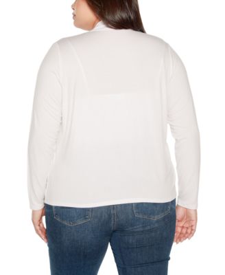 Plus Size Grommet Detail Cropped Knit Cardigan Sweater