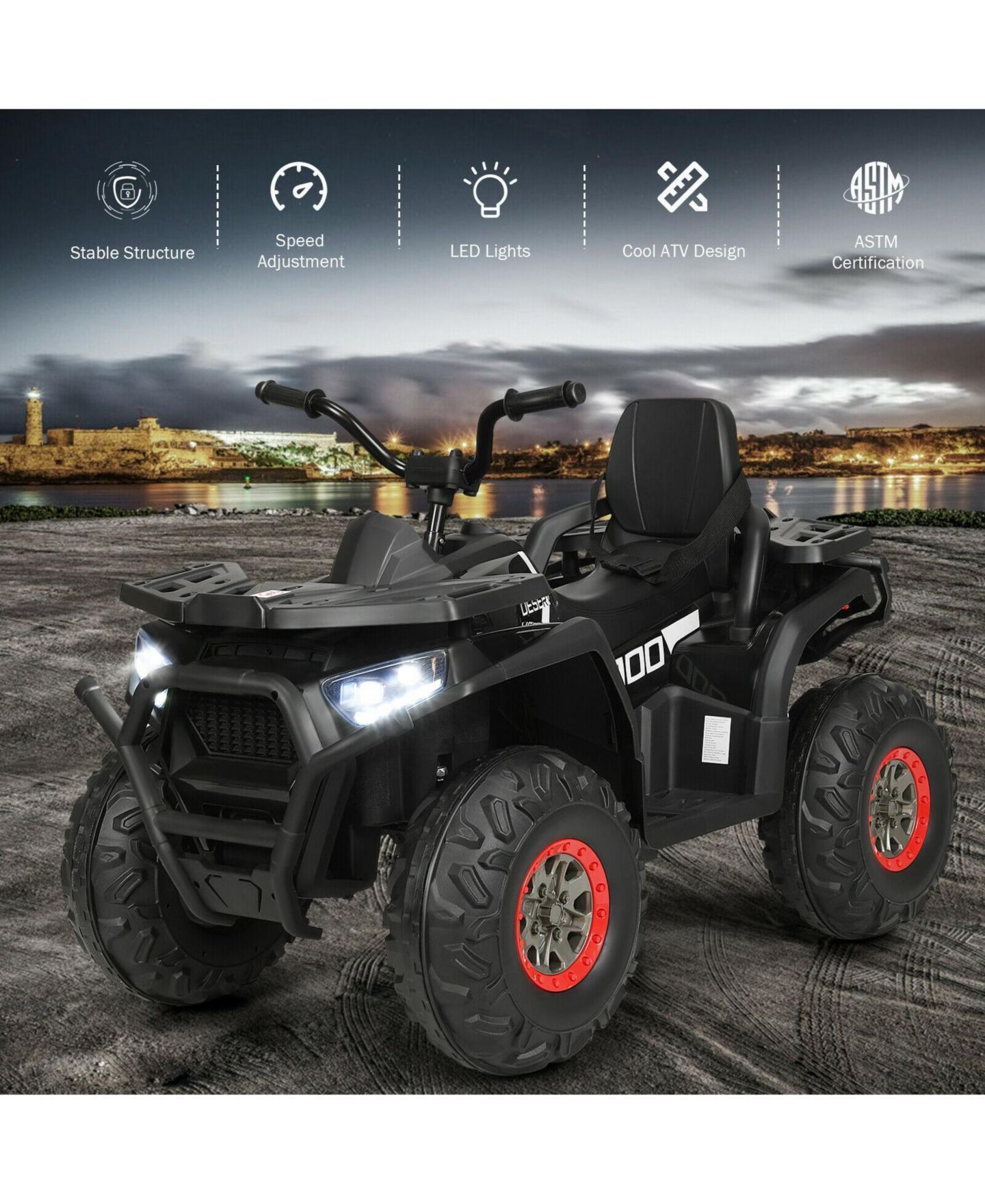 Детская игрушка SUGIFT 12V Kids Electric 4-Wheeler ATV with 2 Speeds and LED Lights — фото 3