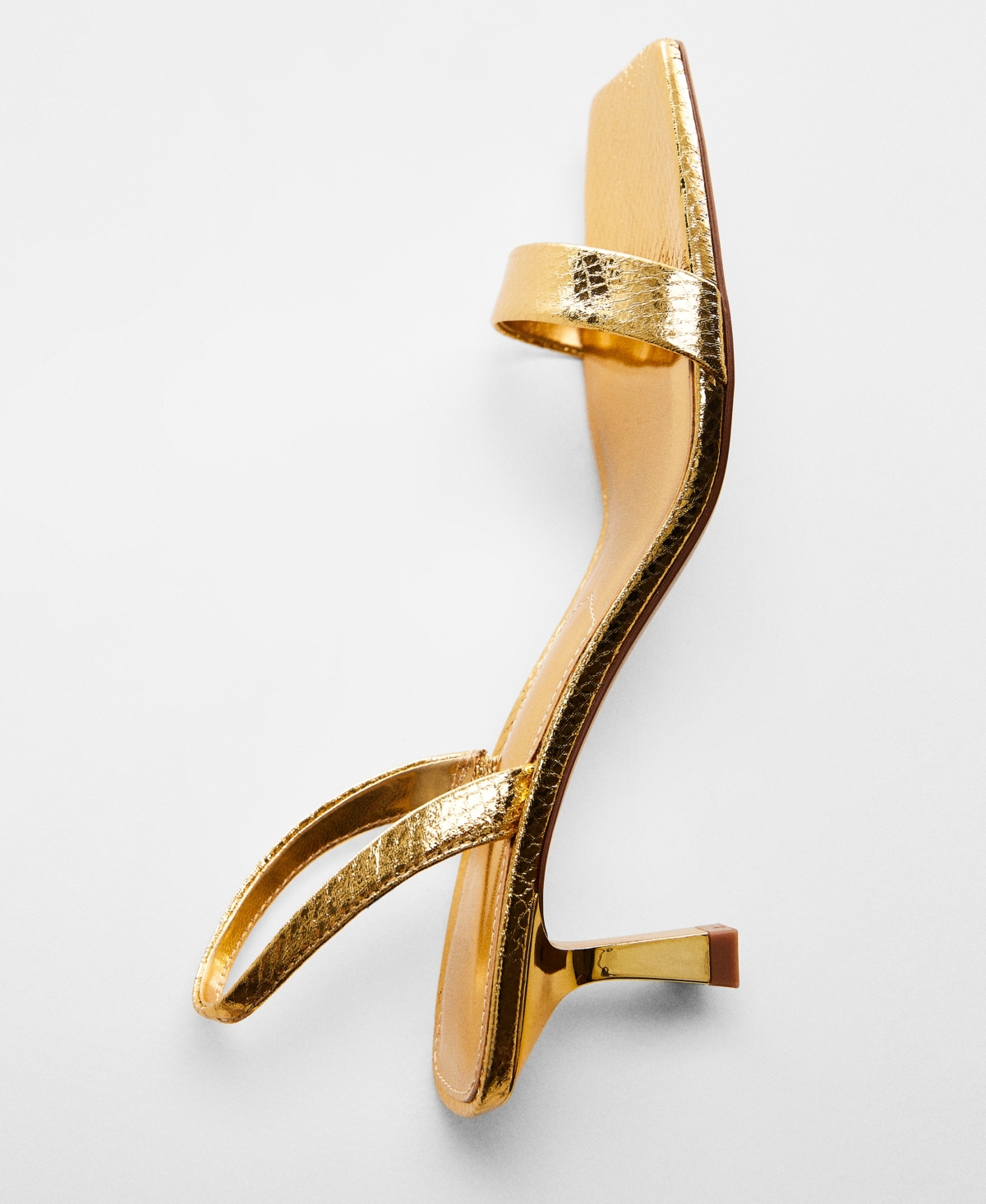 Shop Mango Women's Metallic Snake Sandals In Gold
