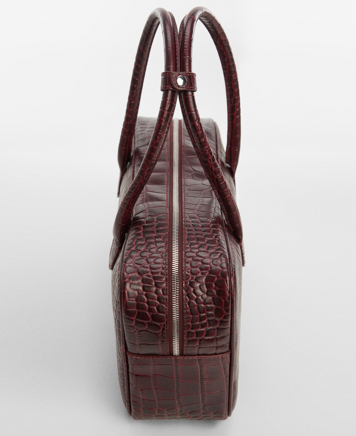 Shop Mango Women's Rectangular Leather Handbag In Dark Red