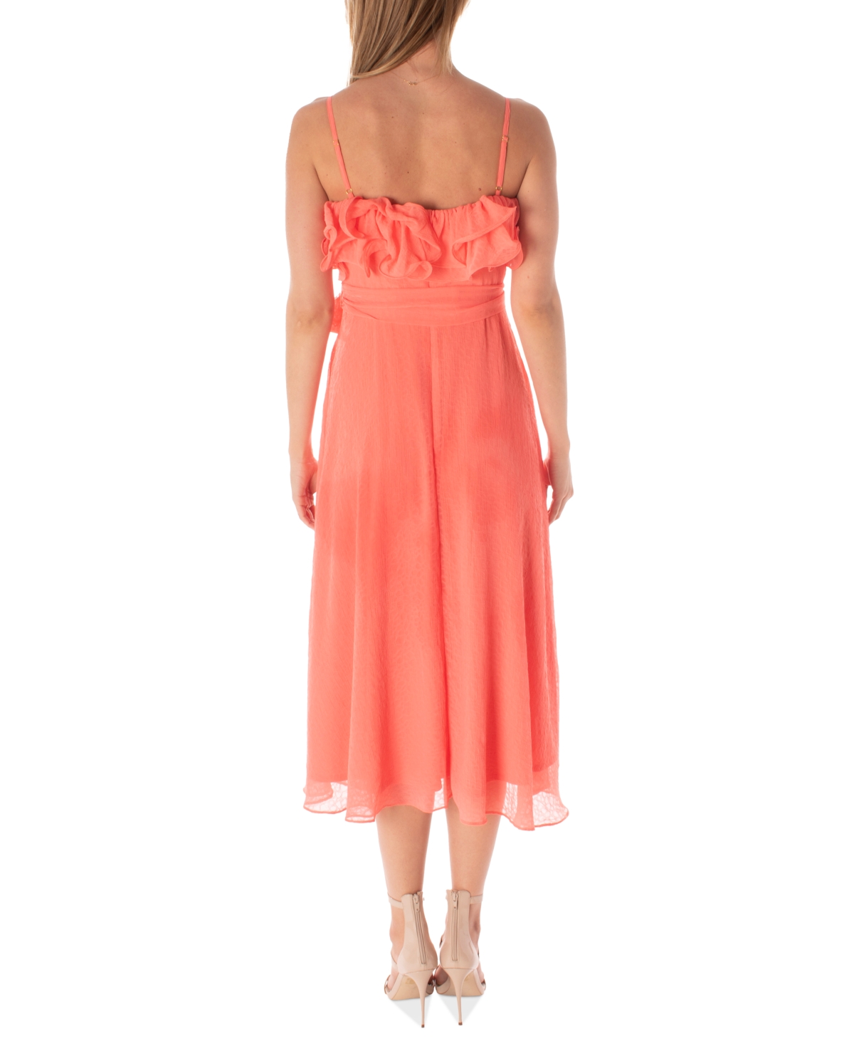 Shop Maison Tara Women's Ruffled Fit & Flare Dress In Coral