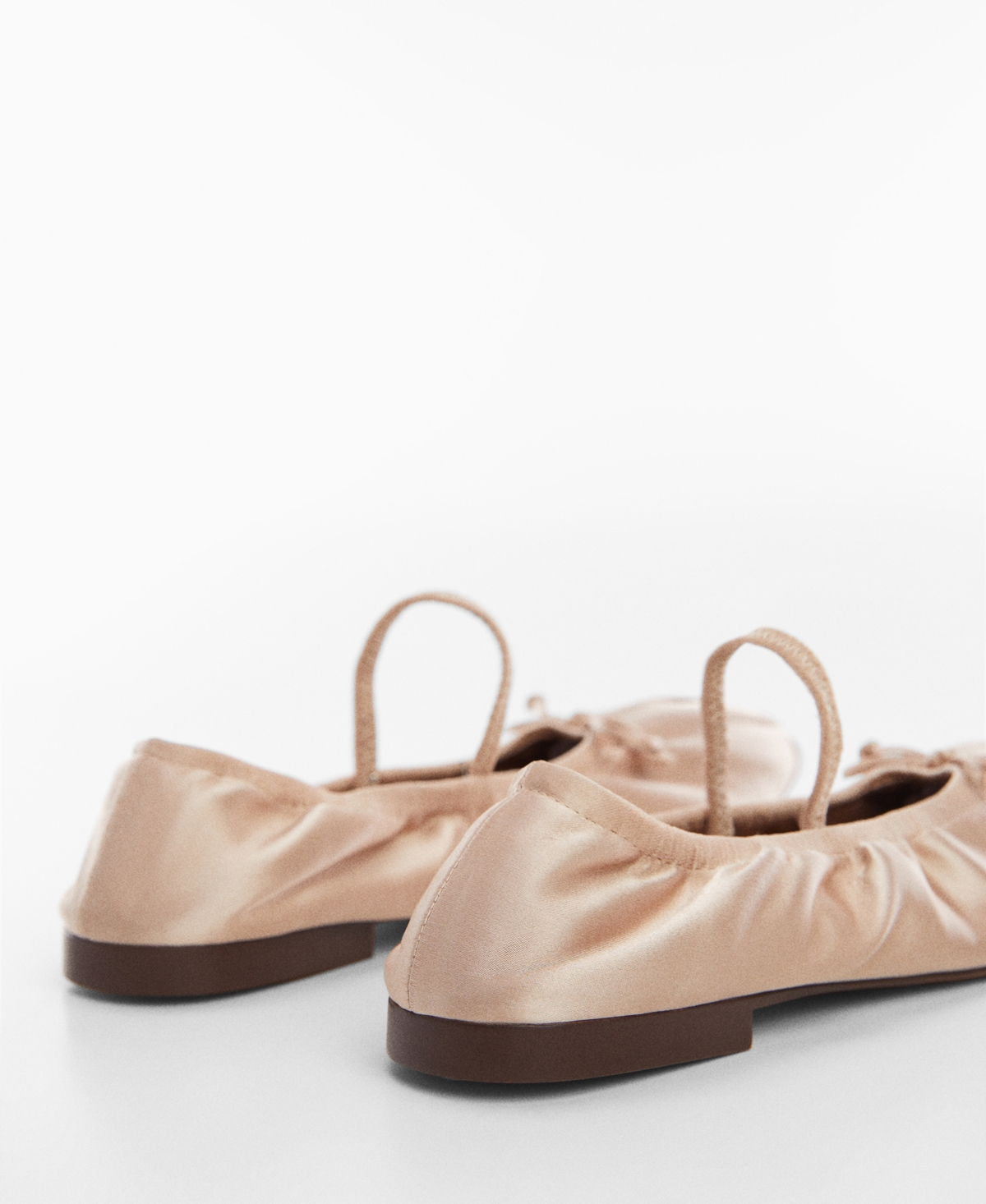 Mango Elastic Satin Ballerinas Beige In Light Beig