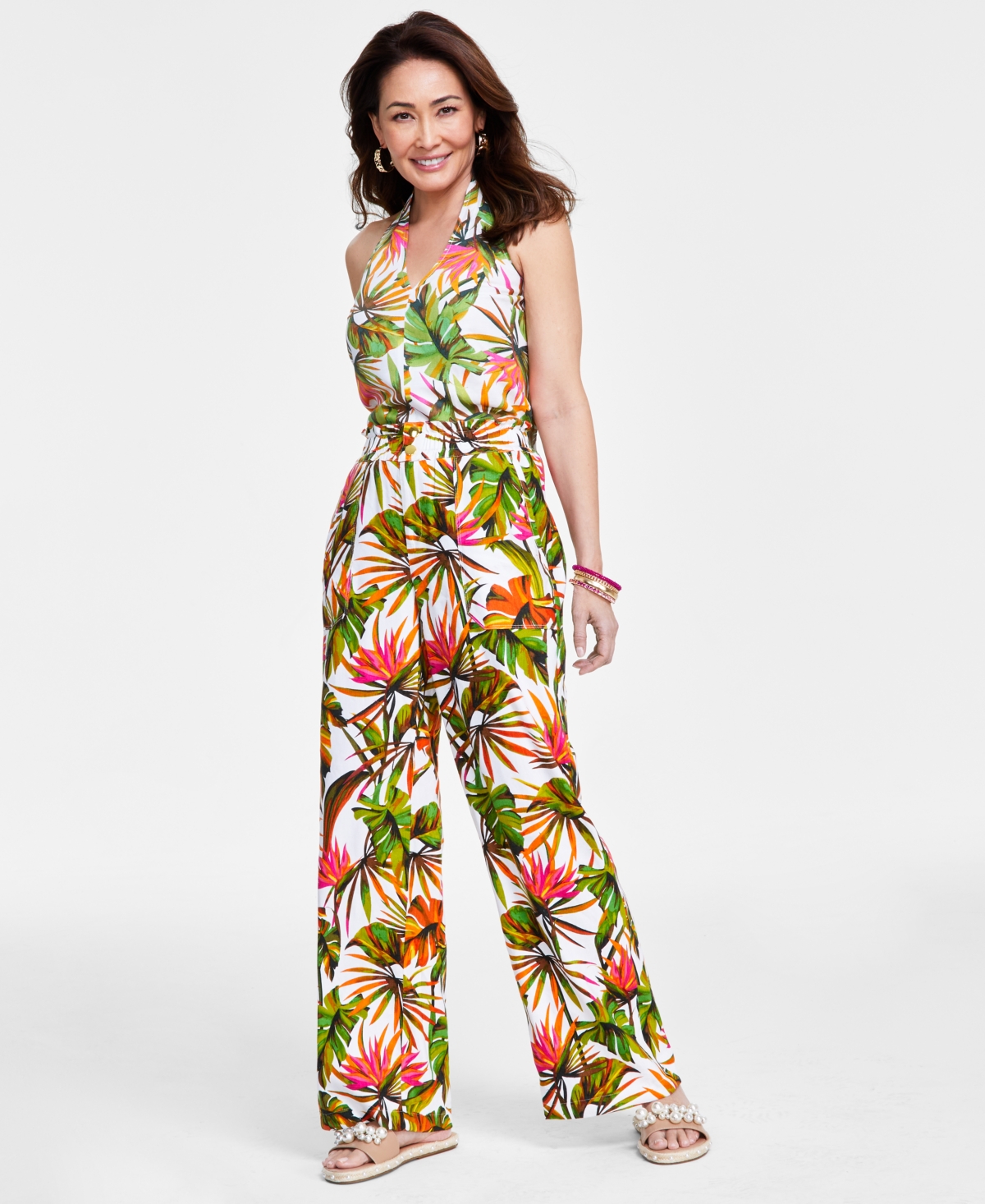 Women's High-Rise Tropical-Print Pants, Created for Macy's - Tropical G