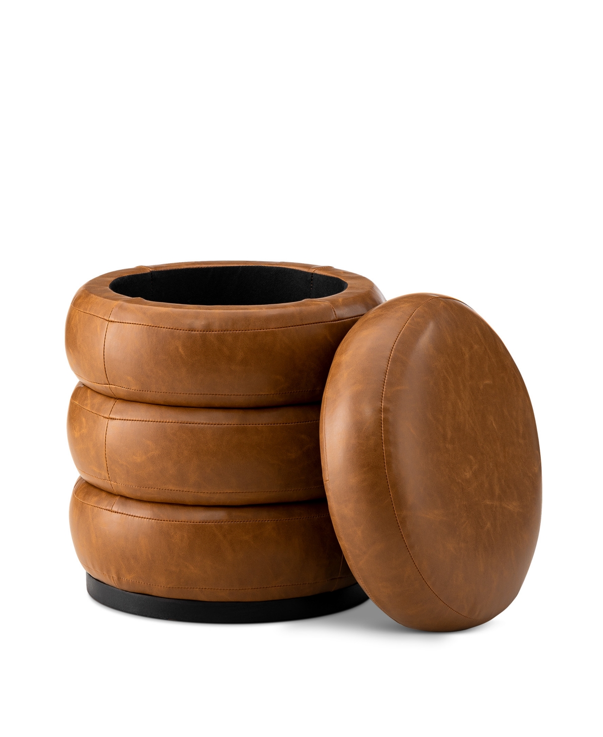 Glitzhome Modern Coffee Upholstered Storage Ottoman Or Accent Stool In Brown