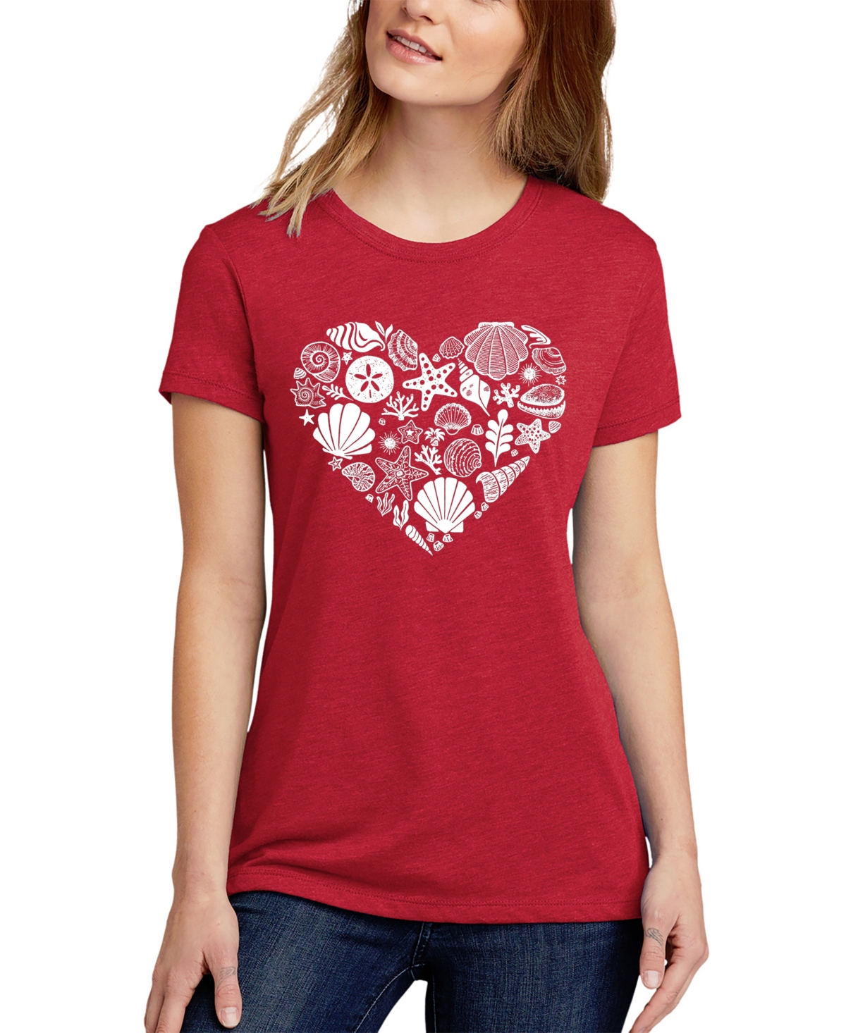 Shop La Pop Art Women's Premium Blend Word Art Seashell T-shirt In Red