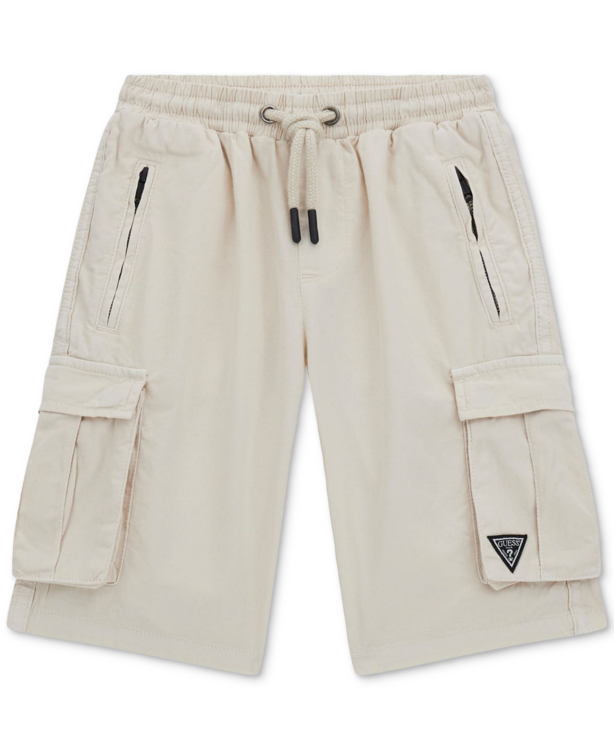 Shop Guess Big Boys Pull On Drawstring Waist Woven Twill Cargo Shorts In Quick Sand