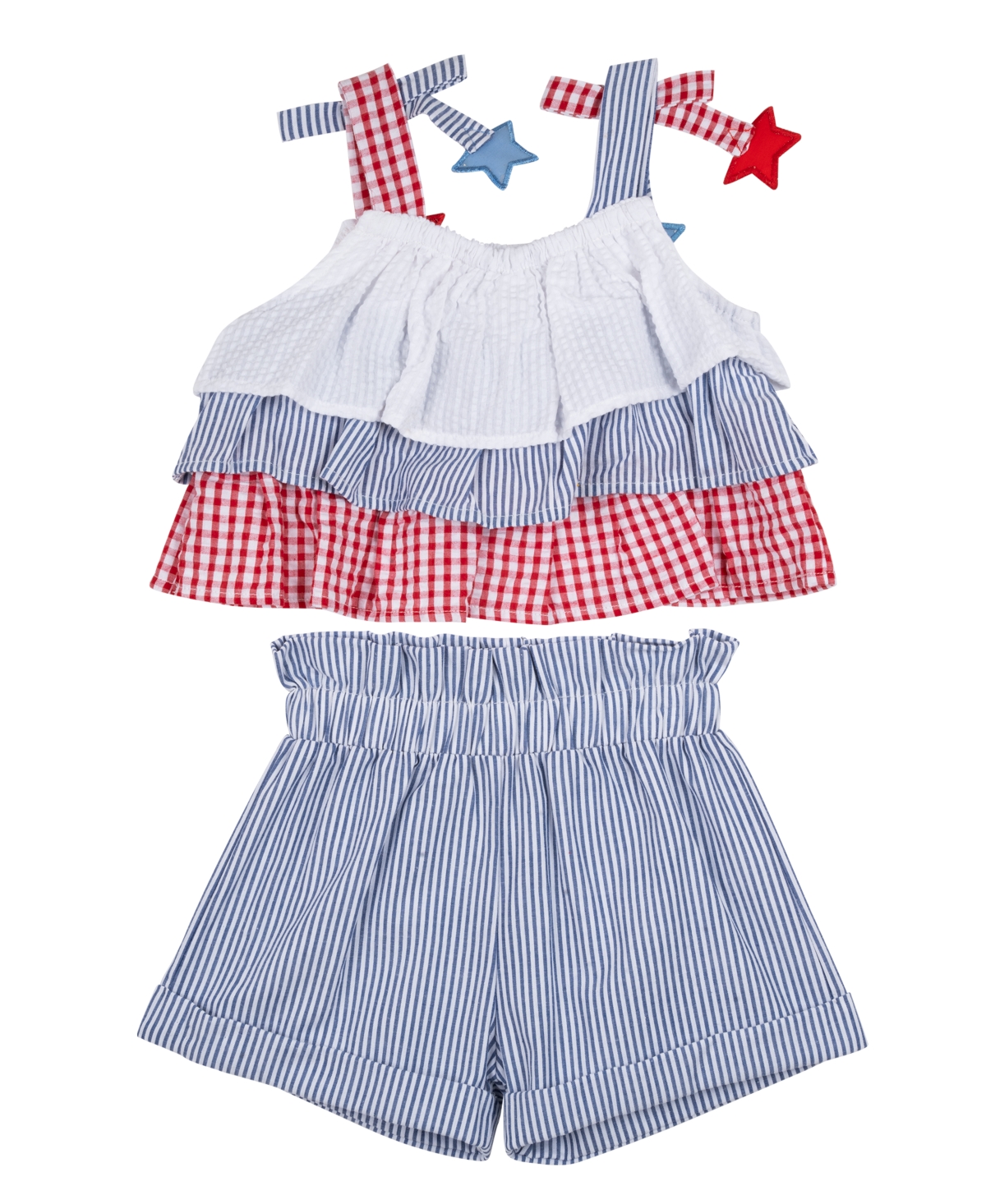 Shop Rare Editions Baby Girl Americana Seersucker Short Set In Blue