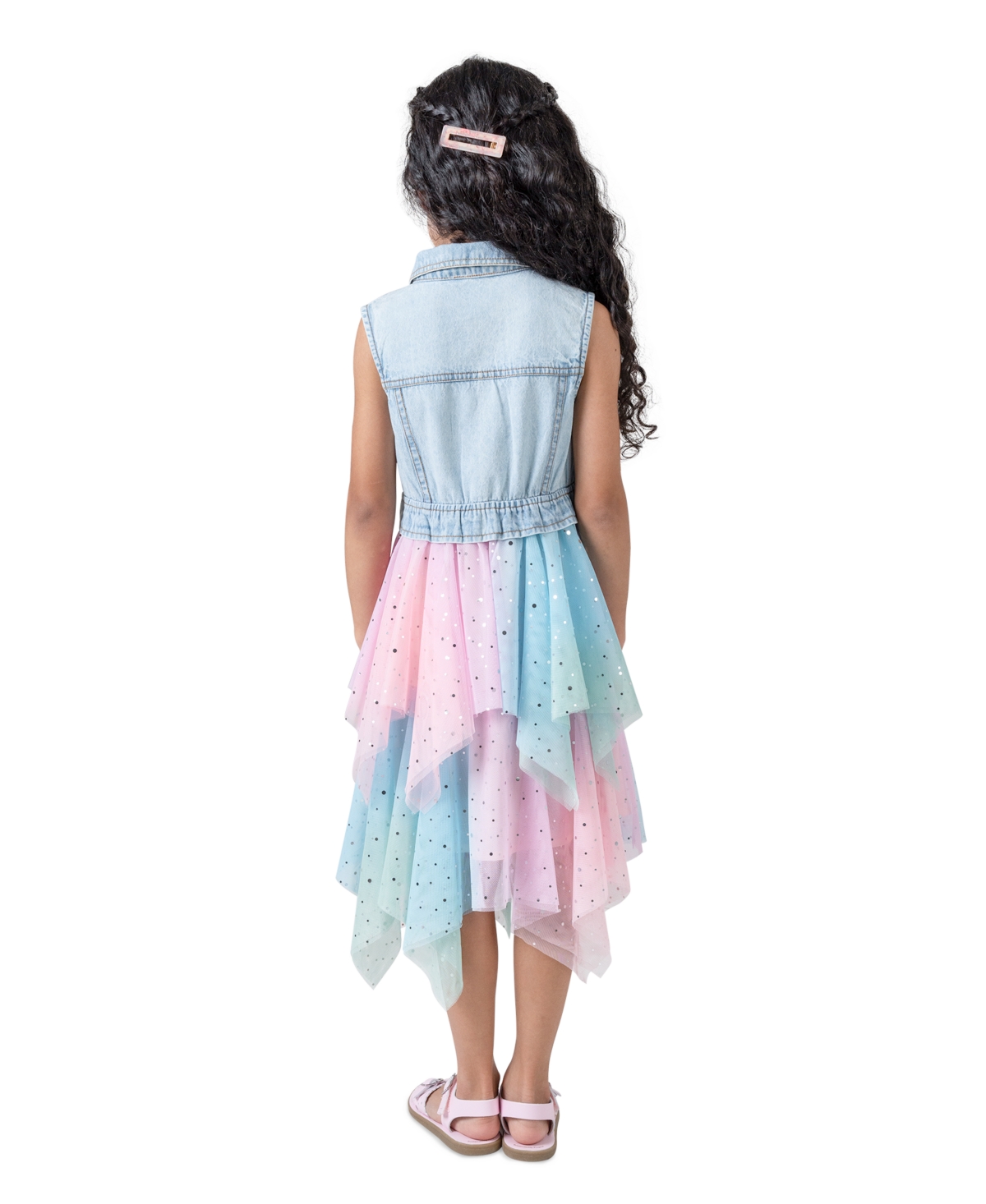 Shop Rare Editions Toddler & Little Girls Denim Vest Topper Dress In Chambray