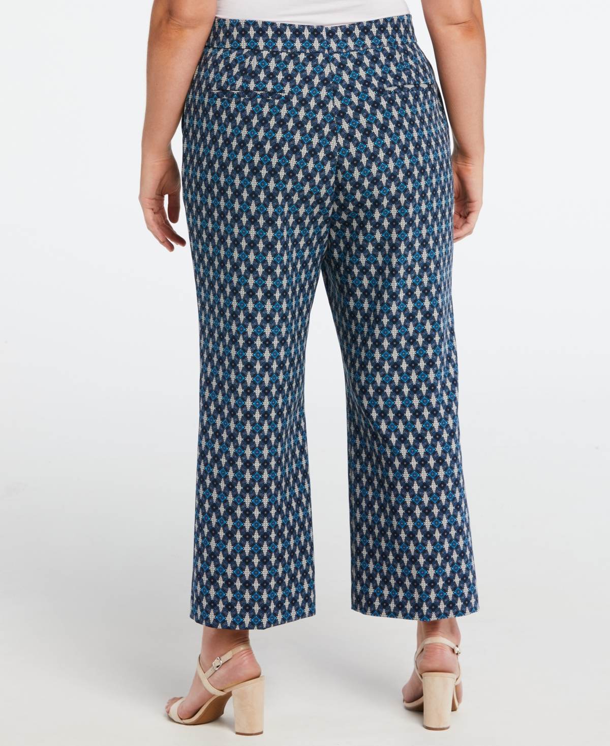 Shop Ella Rafaella Plus Size Medallion Print Cropped Culotte Pant In Malibu Blue